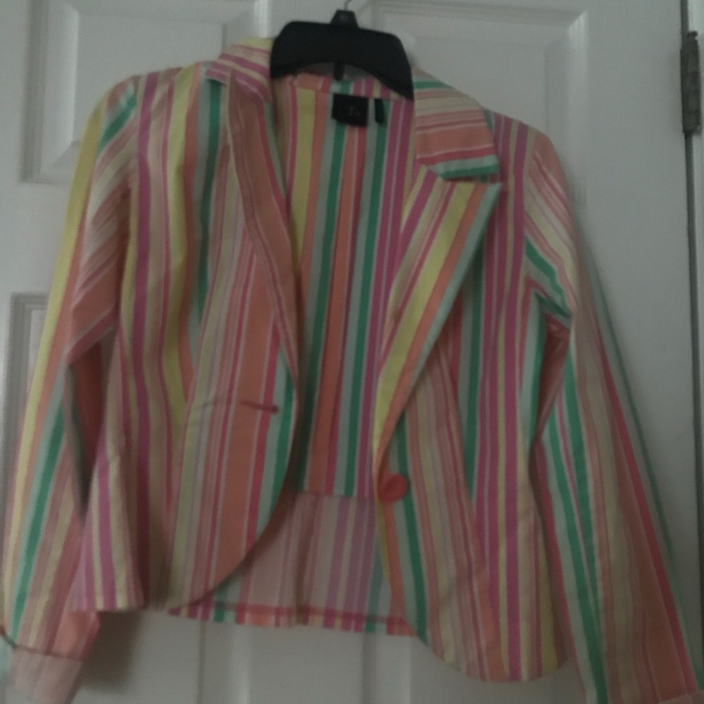 T. Co. Multicolored Striped Blazer
